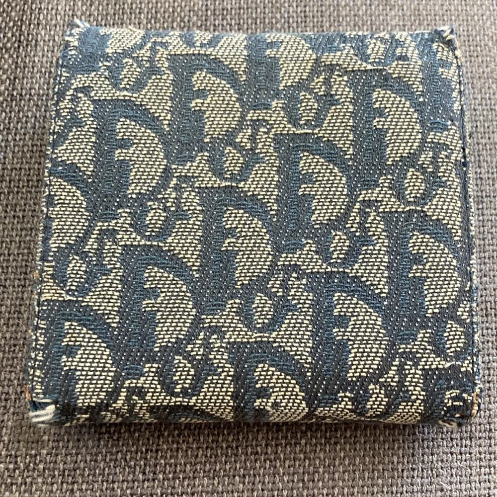 Vintage 2001 Christian Dior Trotter Monogram Navy Denim & Leather Wallet